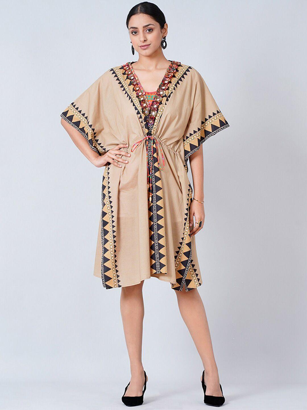 first resort by ramola bachchan v-neck print kaftan dress