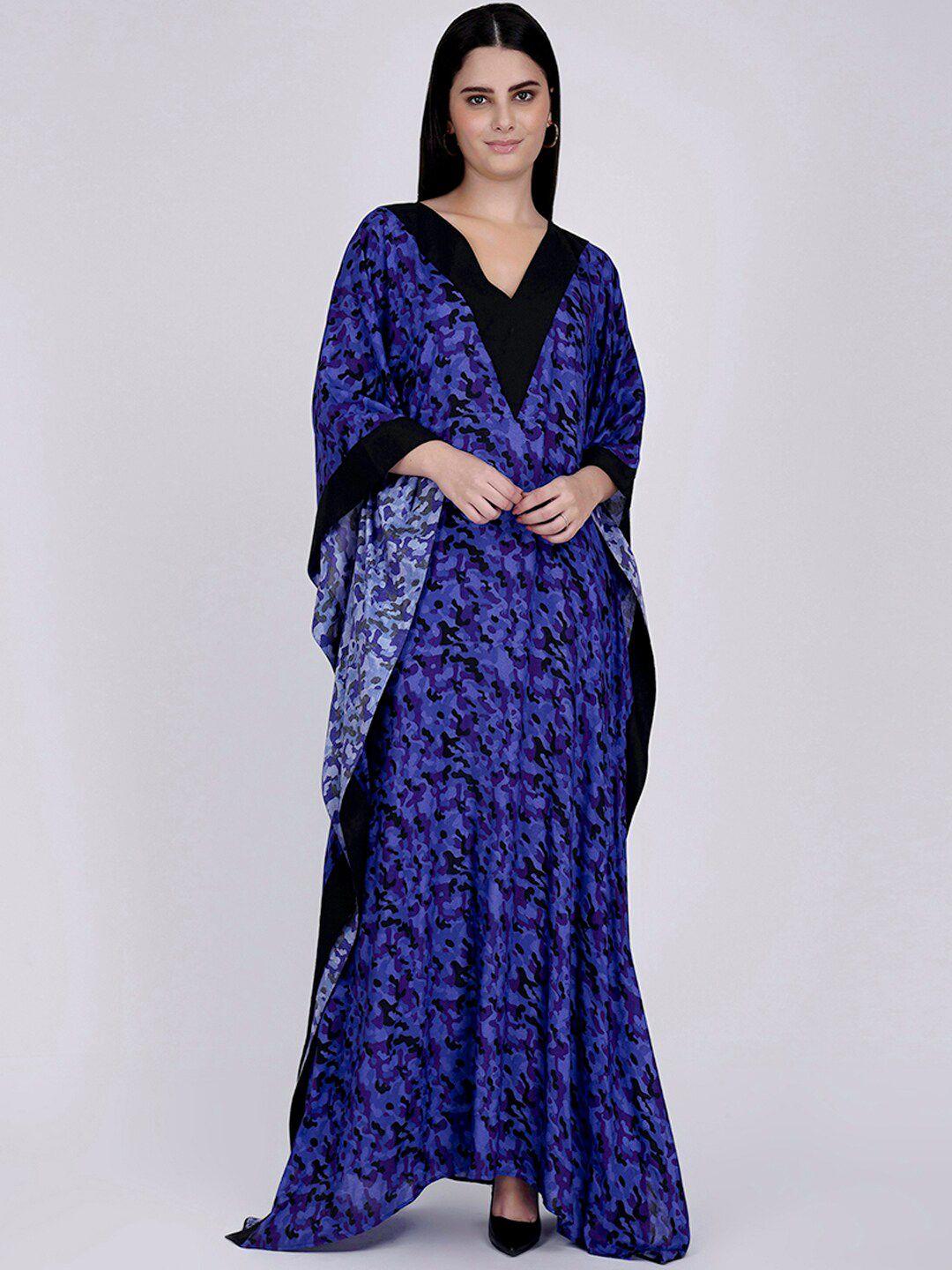 first resort by ramola bachchan v-neck printed kaftan dress
