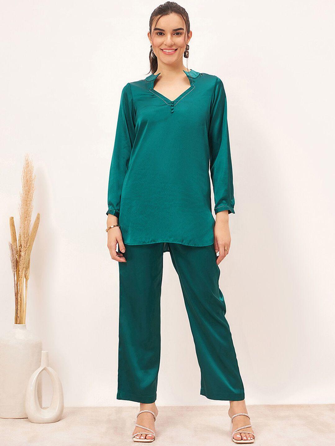 first resort by ramola bachchan v-neck tunic & trousers co-ords