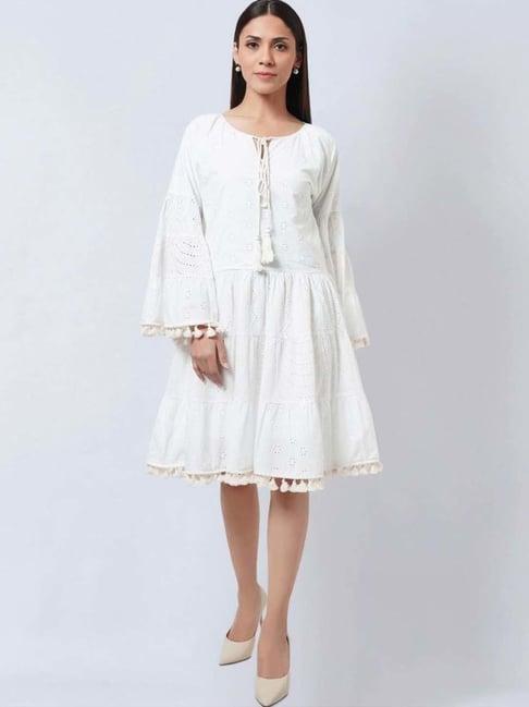 first resort by ramola bachchan white cotton eyelet dress