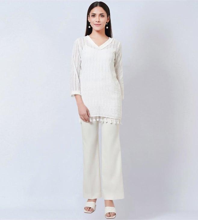 first resort by ramola bachchan white eyelet top