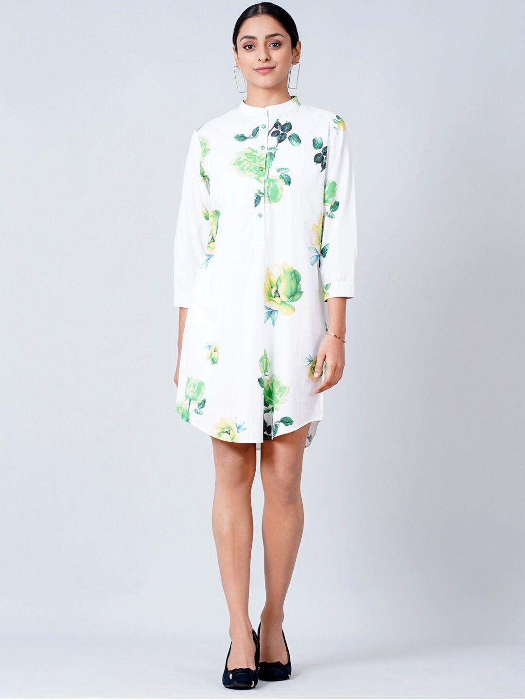 first resort by ramola bachchan white floral a-line dress
