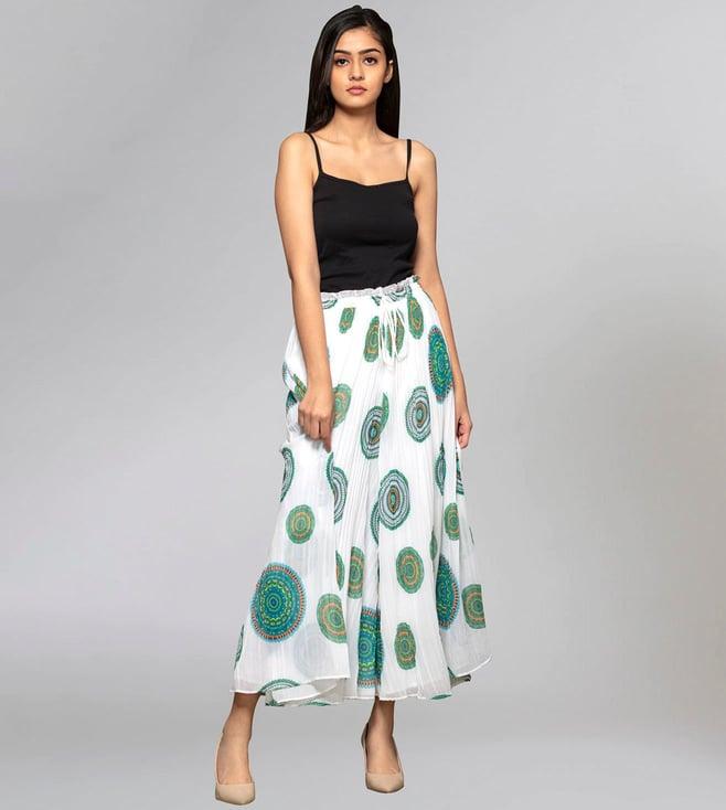 first resort by ramola bachchan white geometric printed pleated palazzo