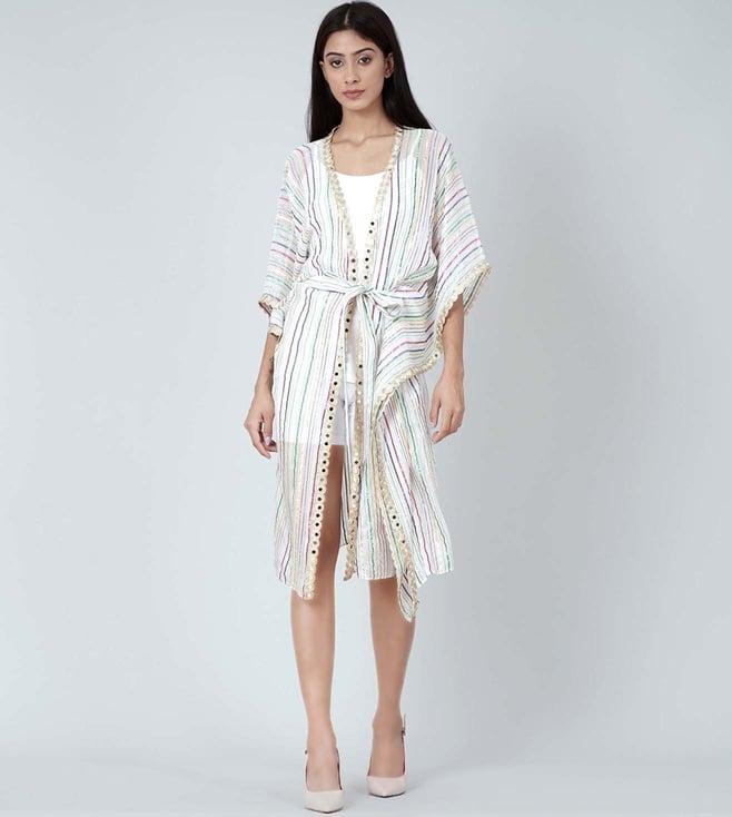 first resort by ramola bachchan white lurex short cover-up