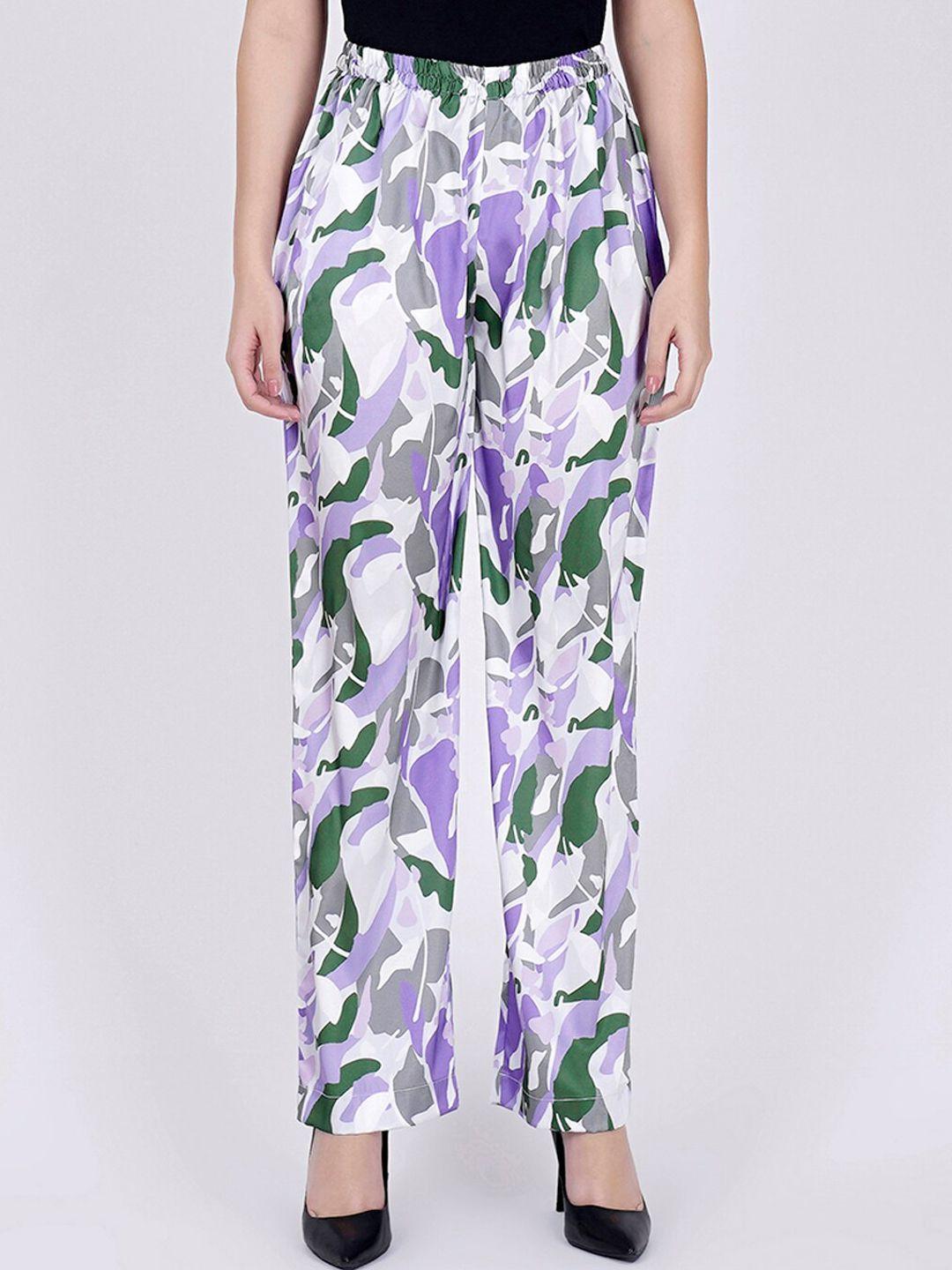 first resort by ramola bachchan women comfort fit abstract camouflage printed trousers