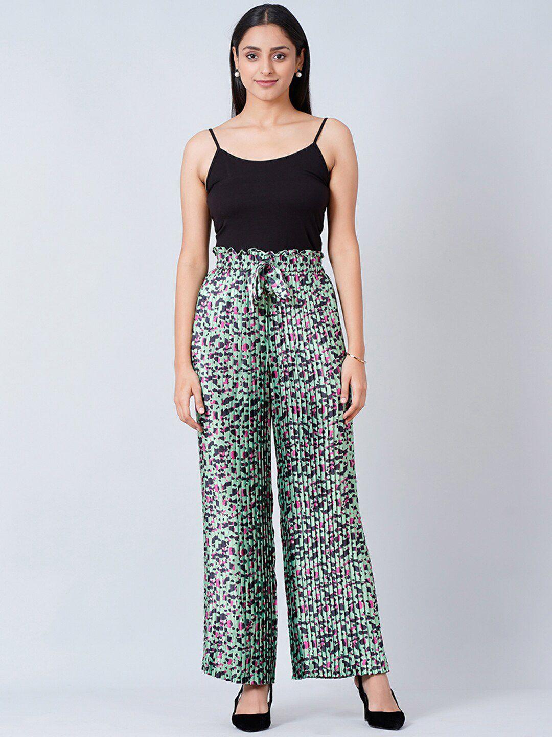 first resort by ramola bachchan women printed relaxed pleated trousers