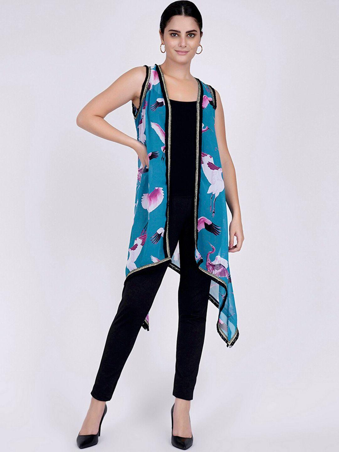 first resort by ramola bachchan women printed sleeveless longline shrug