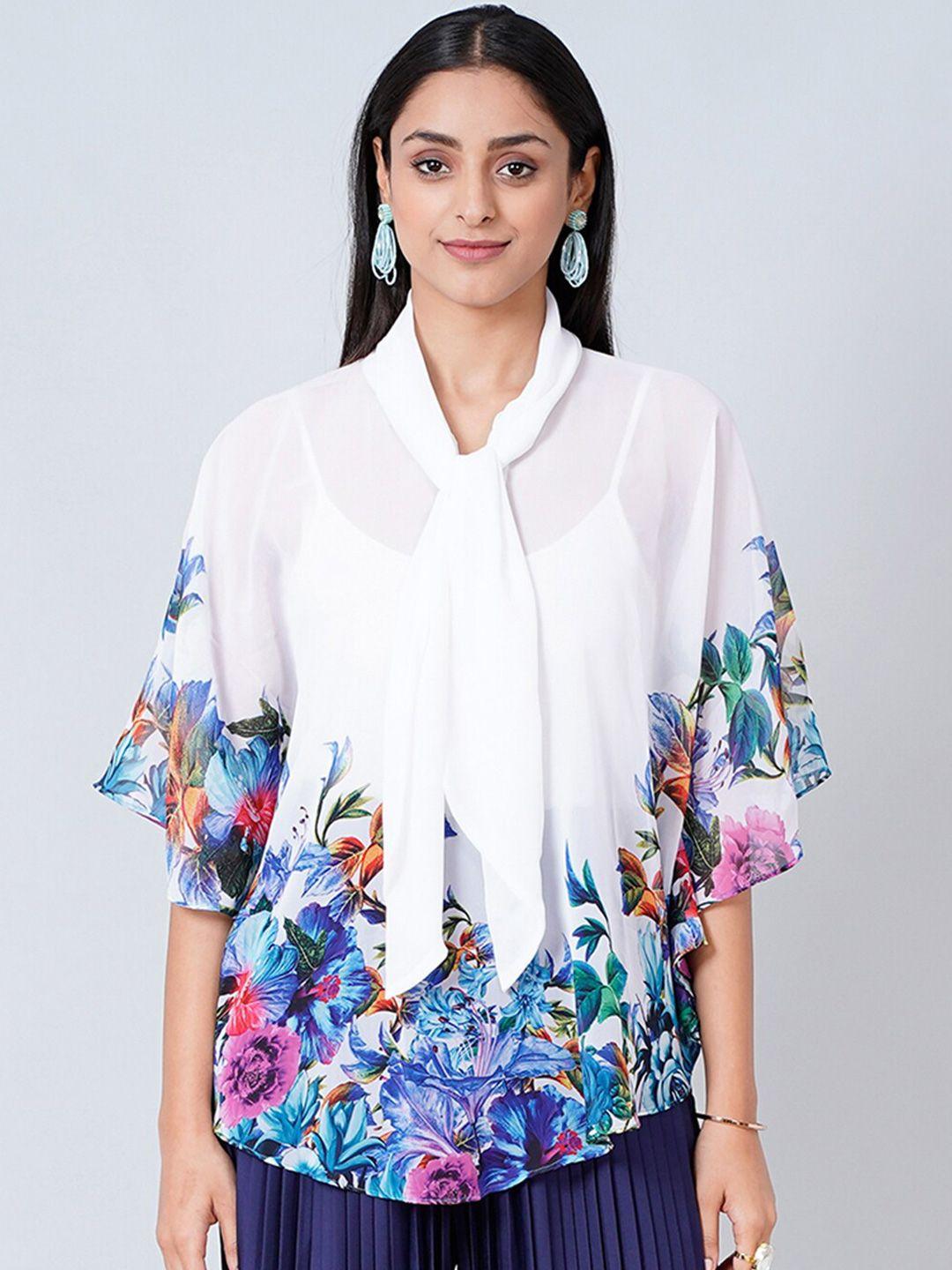 first resort by ramola bachchan women purple floral print extended sleeves georgette top