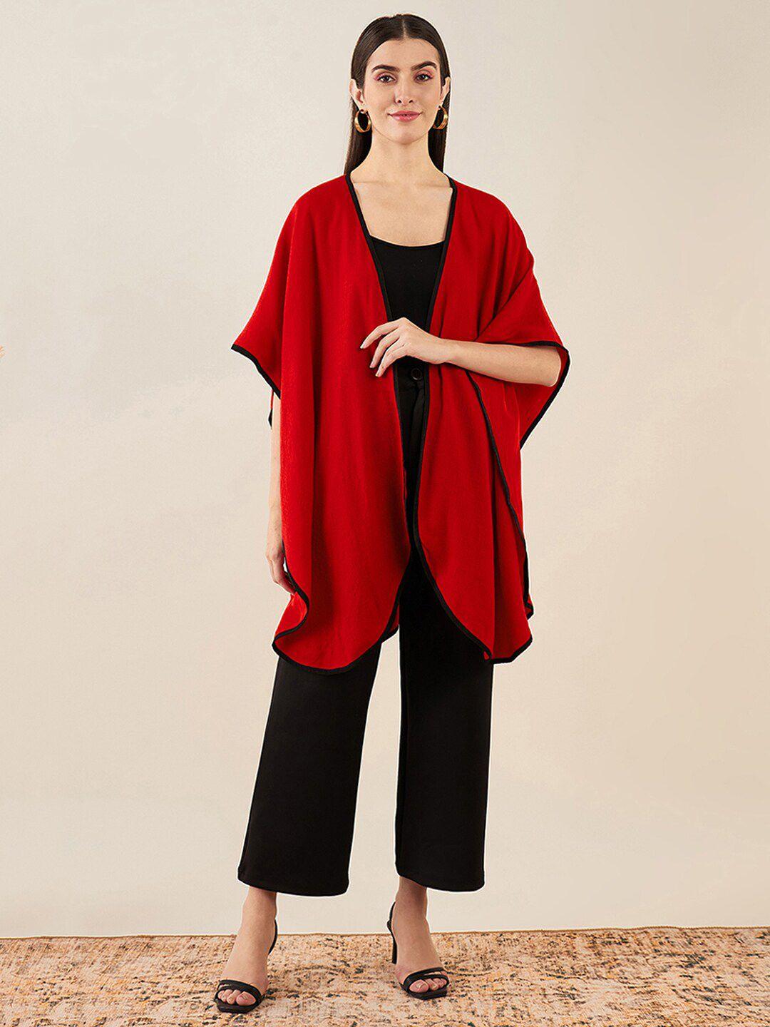 first resort by ramola bachchan women red & black monochrome shrug