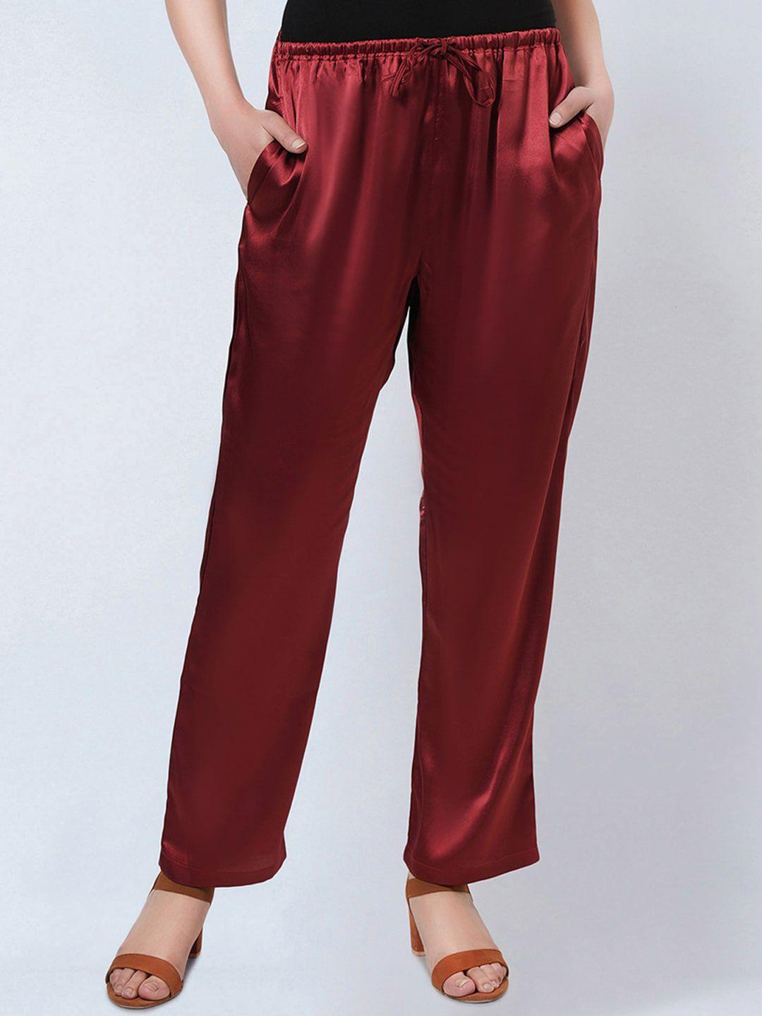 first resort by ramola bachchan women smart satin straight trousers