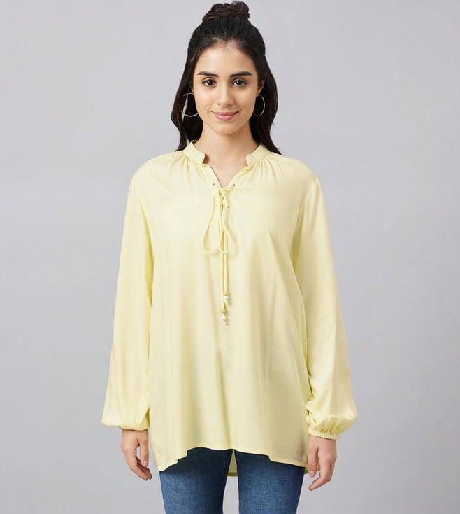 first resort by ramola bachchan yellow blouson top