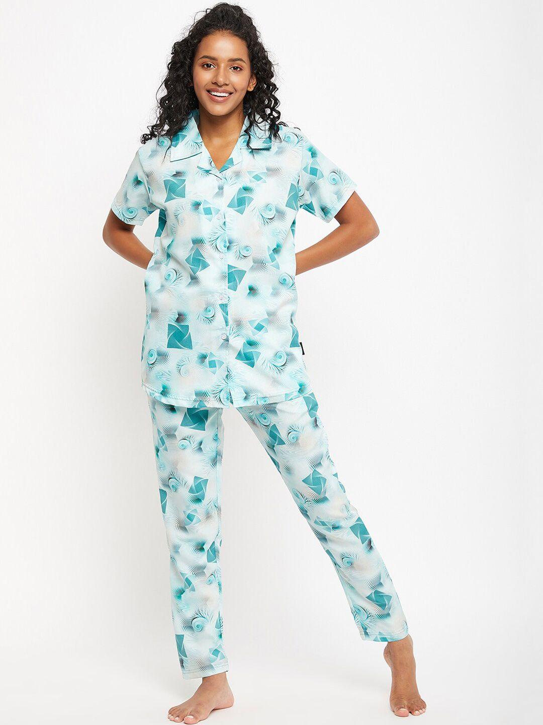 firstkrush geometric printed pure cotton night suit