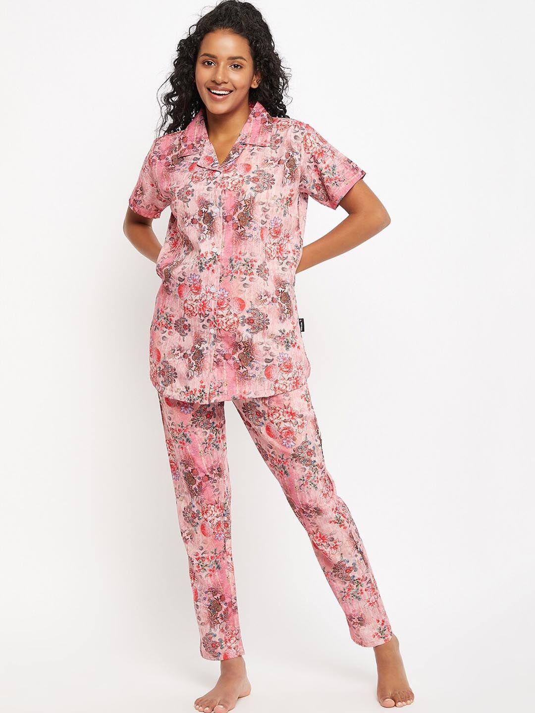 firstkrush floral printed pure cotton night suit