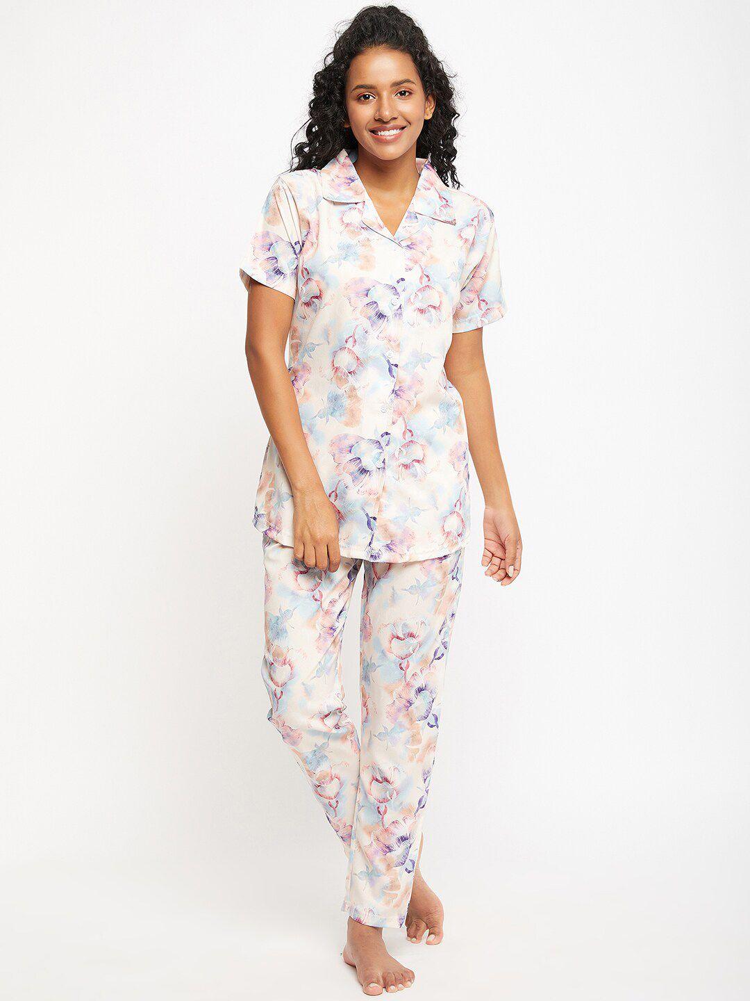 firstkrush floral printed pure cotton night suit