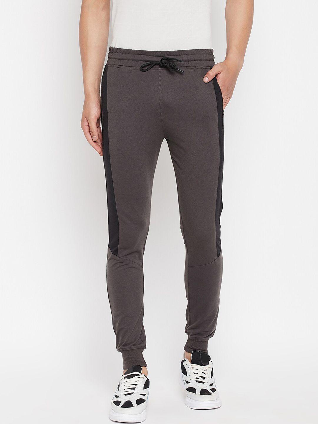 firstkrush men charcoal grey solid cotton joggers