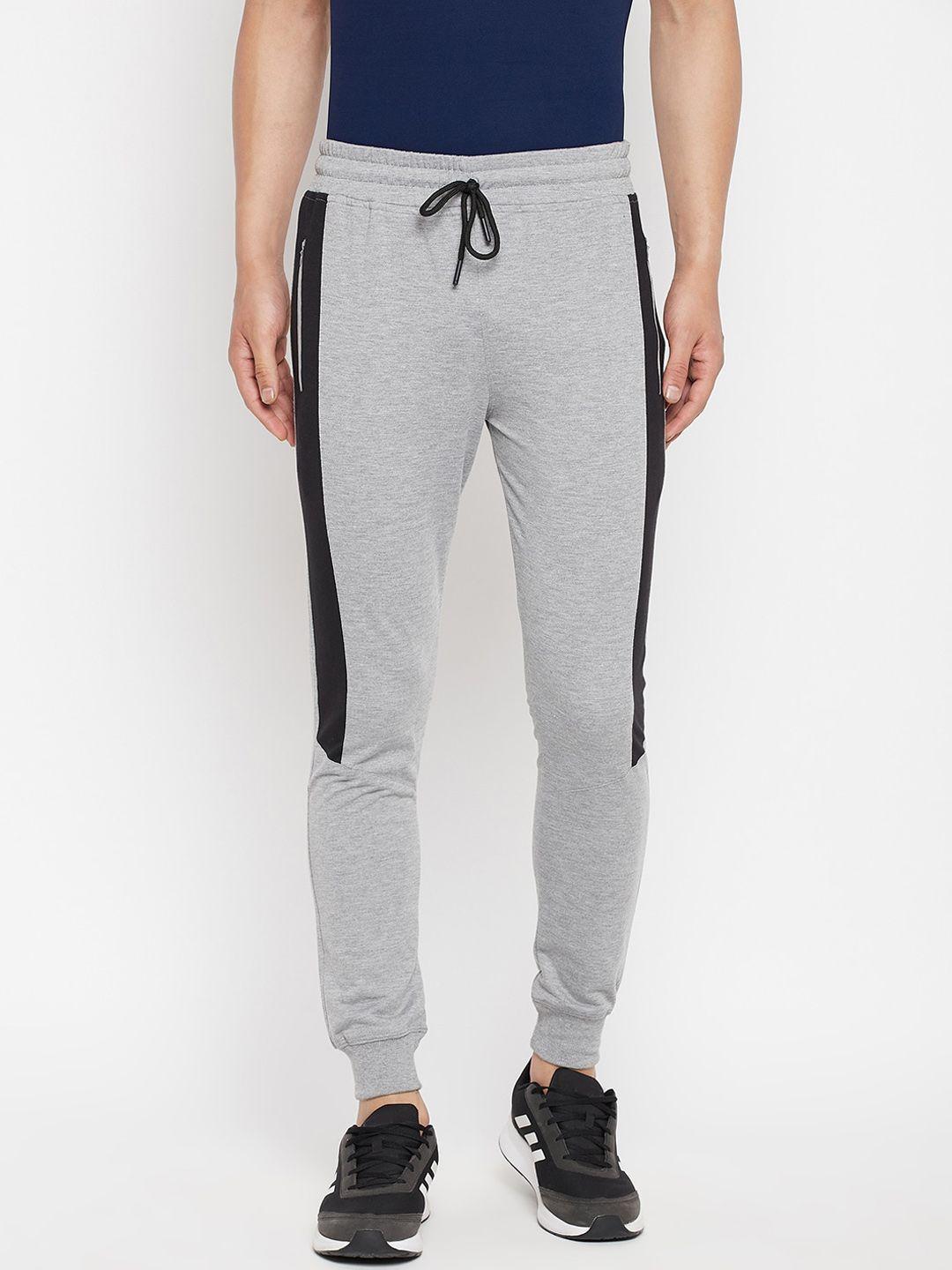 firstkrush men grey &  black solid cotton joggers