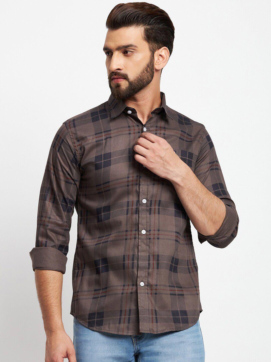 firstkrush slim fit checked cotton casual shirt