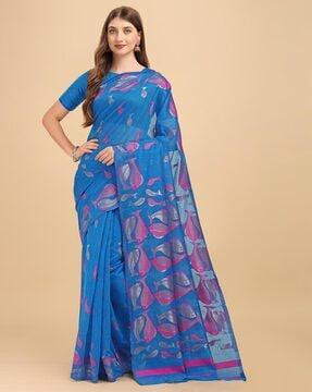 fish print banarasi silk saree