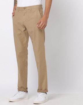 fishnet tapered fit flat-front chinos