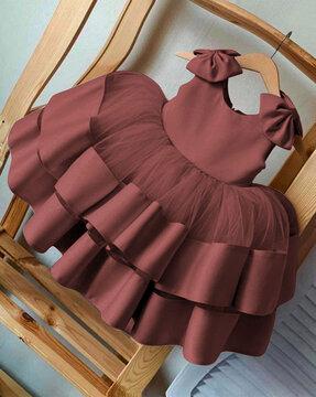 fit & flare dress with bow accent
