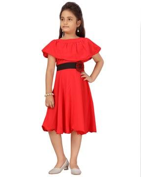 fit & flare dress with waist tie-up
