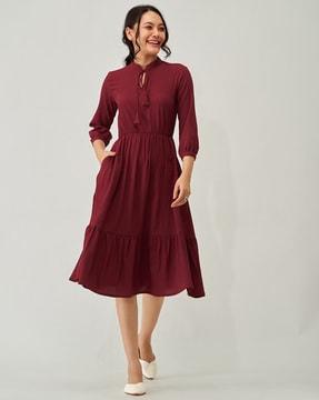 fit & flare dress with 3/4th sleeves