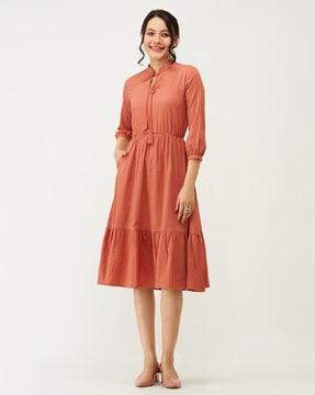 fit & flare dress with 3/4th sleeves