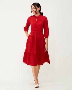 fit & flare dress with 3/4th sleeves