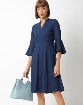 fit & flare dress with bell sleeves