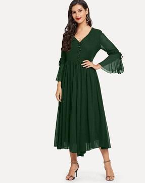 fit & flare dress with bell sleeves