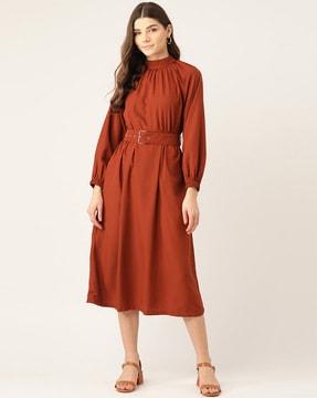 fit & flare dress with belt