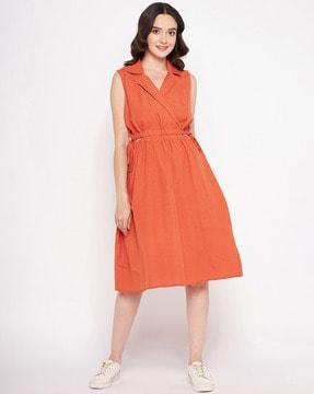 fit & flare dress with drawstring waist