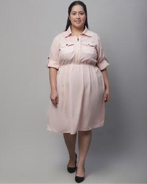 fit & flare dress with flap pockets