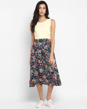 fit & flare dress with floral print