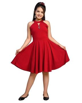 fit & flare dress with keyhole-neck