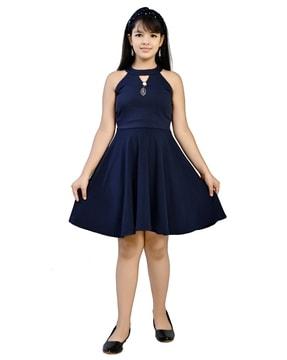 fit & flare dress with keyhole-neck
