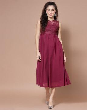 fit & flare dress with lace panel