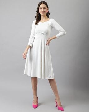 fit & flare dress with puff sleeves