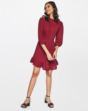 fit & flare dress with ruffled hemline