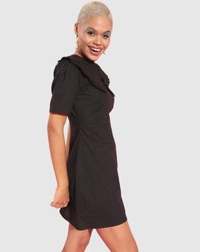 fit & flare dress with ruffles hem