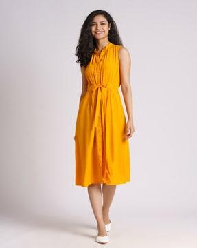 fit & flare dress with tie-up waist