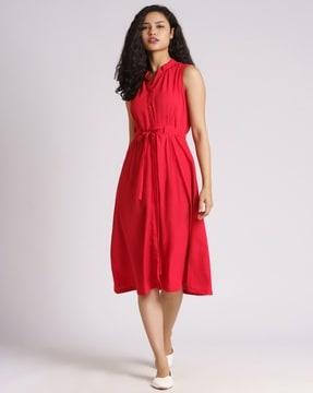 fit & flare dress with tie-up waist