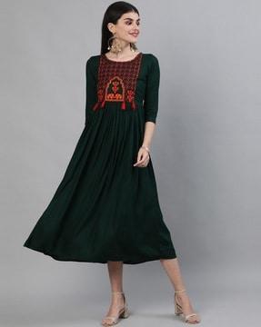 fit & flare embroidered  dress
