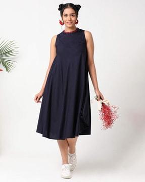 fit & flare round-neck dress