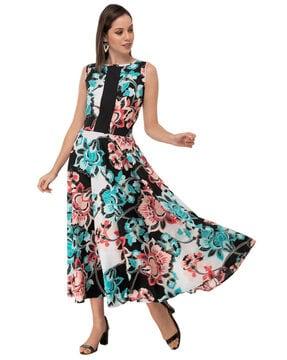 fit and flare dress with floral detail