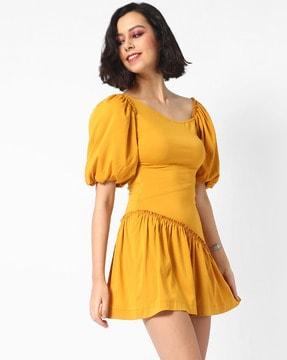 fit and flare dress with raglan sleeves