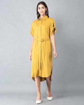 fit and flare dress with waist tie