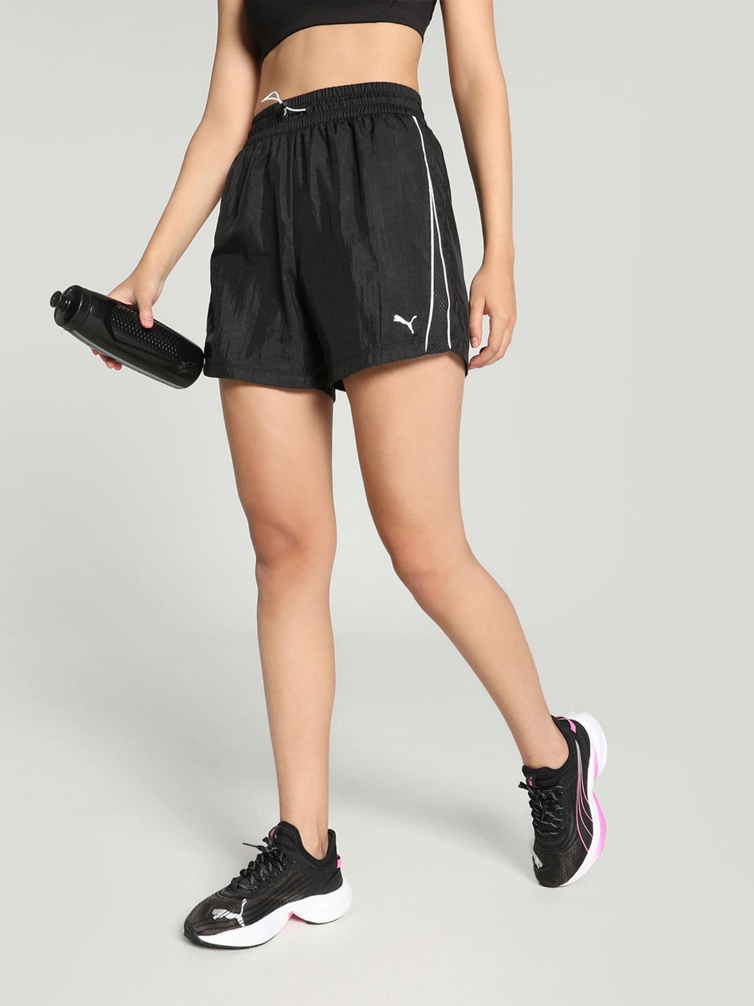 fit move woven womens black shorts