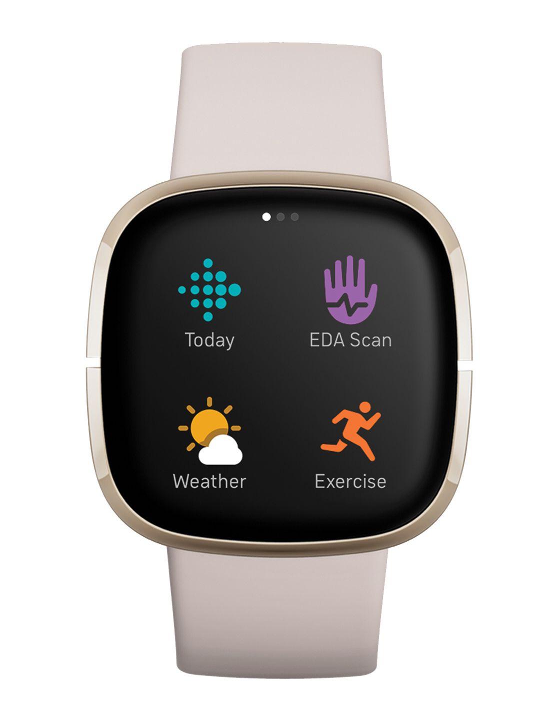 fitbit white sense advanced smartwatch with bt calling