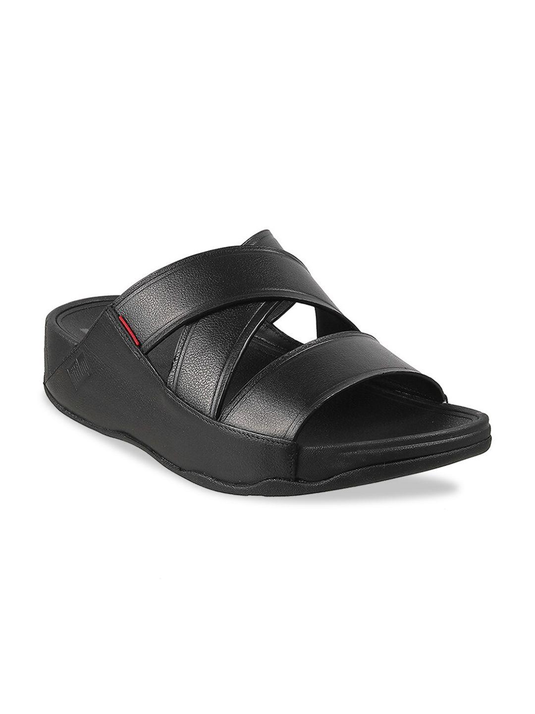 fitflop men black leather comfort sandals